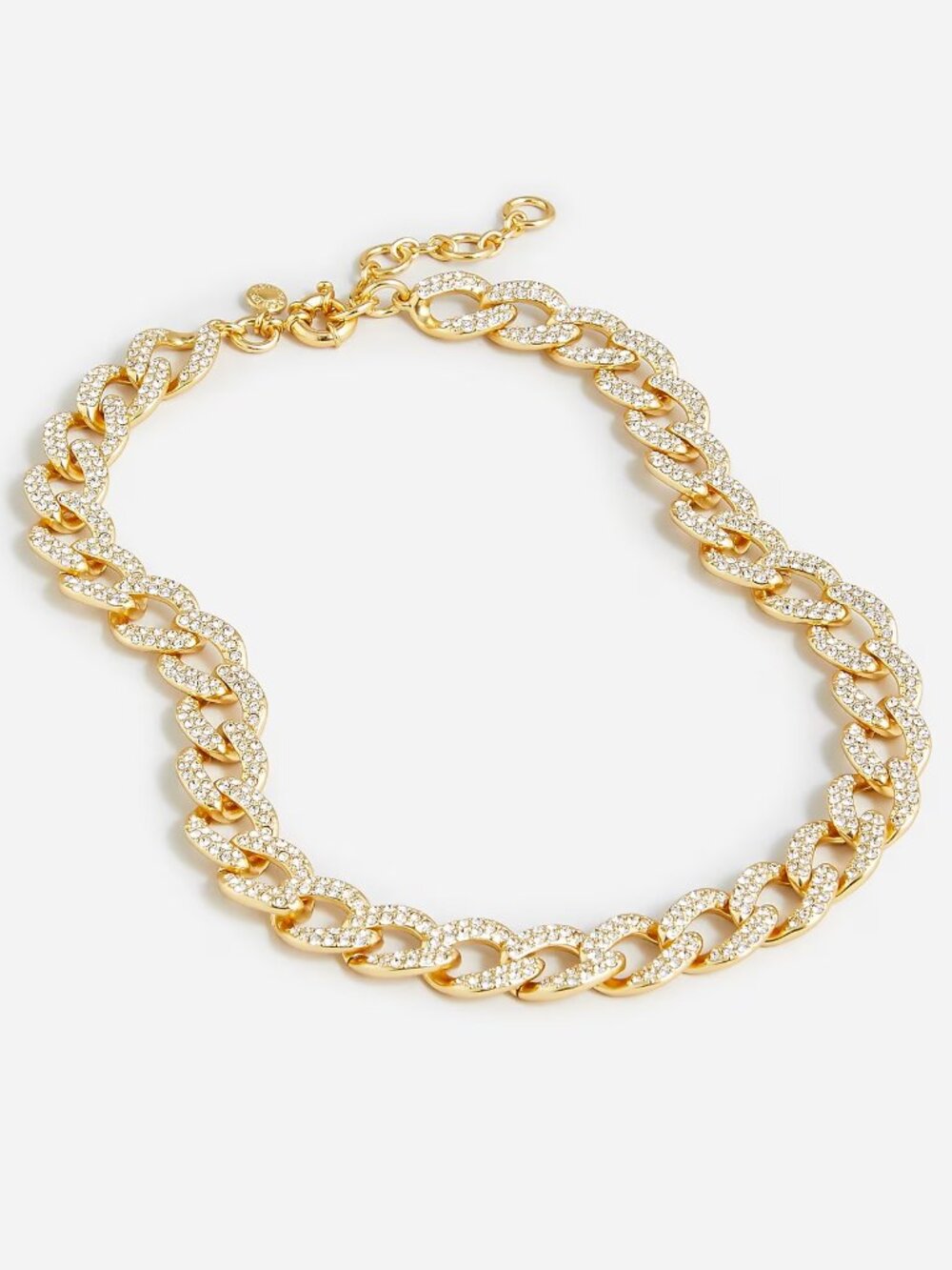 J.Crew Crystal Curb Link Chain Necklace Gold Pave Chunky